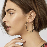 Octagon Leopard Hoop Earrings – Dark